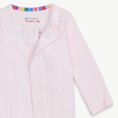 Pointelle Magnetic Footie - Love Lines Pink