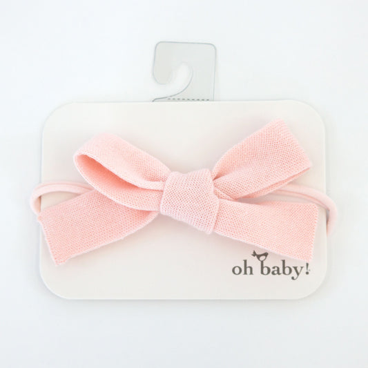 Pale Pink Knitted Bow Headband