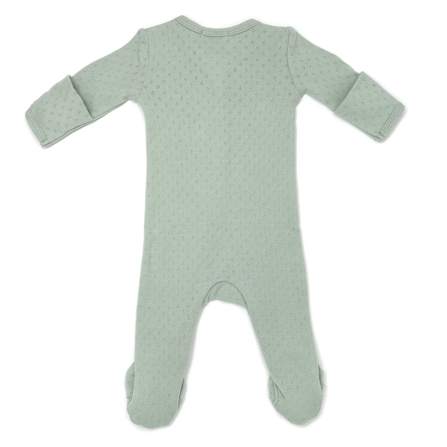 Sage Pointelle Zipper Footie