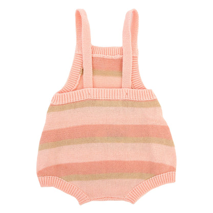 Apricot Stripe Country Club Knitted Bubble Romper