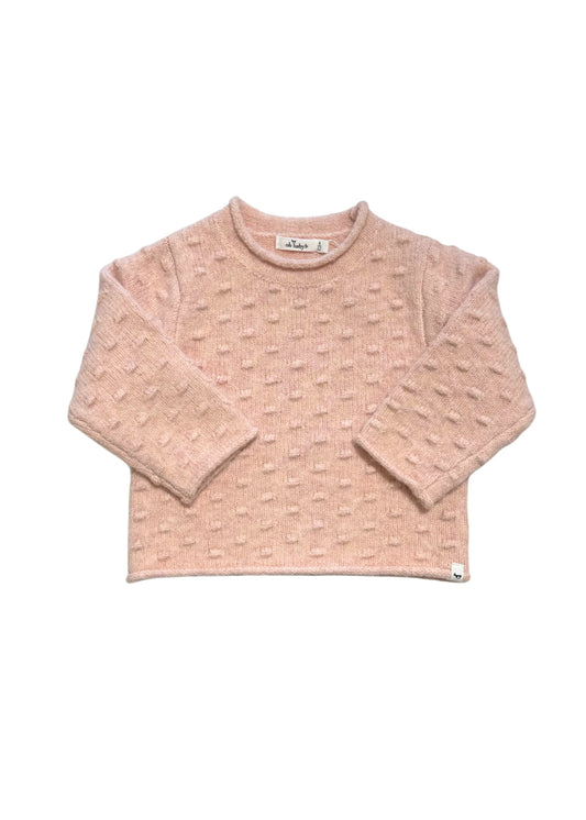Heather Bobble Stitch Pullover - Pink Heather