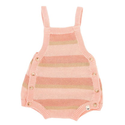 Apricot Stripe Country Club Knitted Bubble Romper