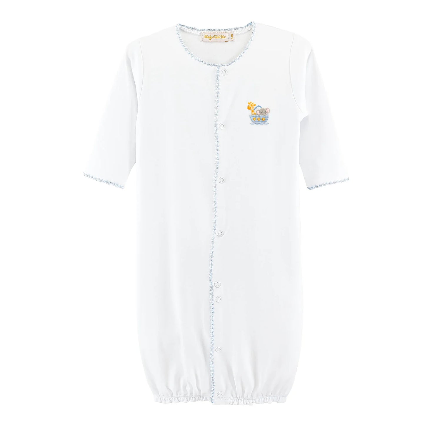 Noah's Ark Converter Gown w/Blue Crochet Trim