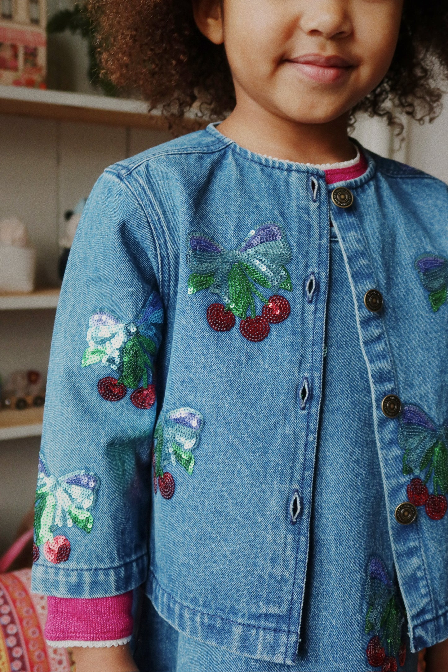 Cherry Sequin Demin Jacket
