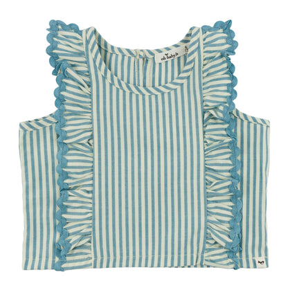 Cabana Lola Blouse Millie Ruffle- Faded Ocean