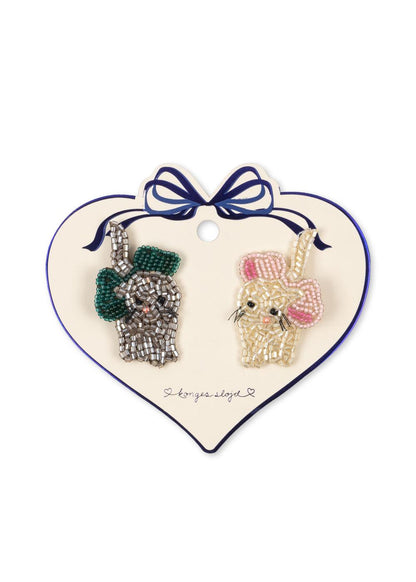 2 Pack Bow Kitty Beaded Hair