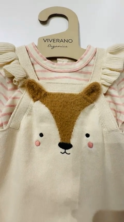 Furry Fox Knit Baby Tunic Dress Set